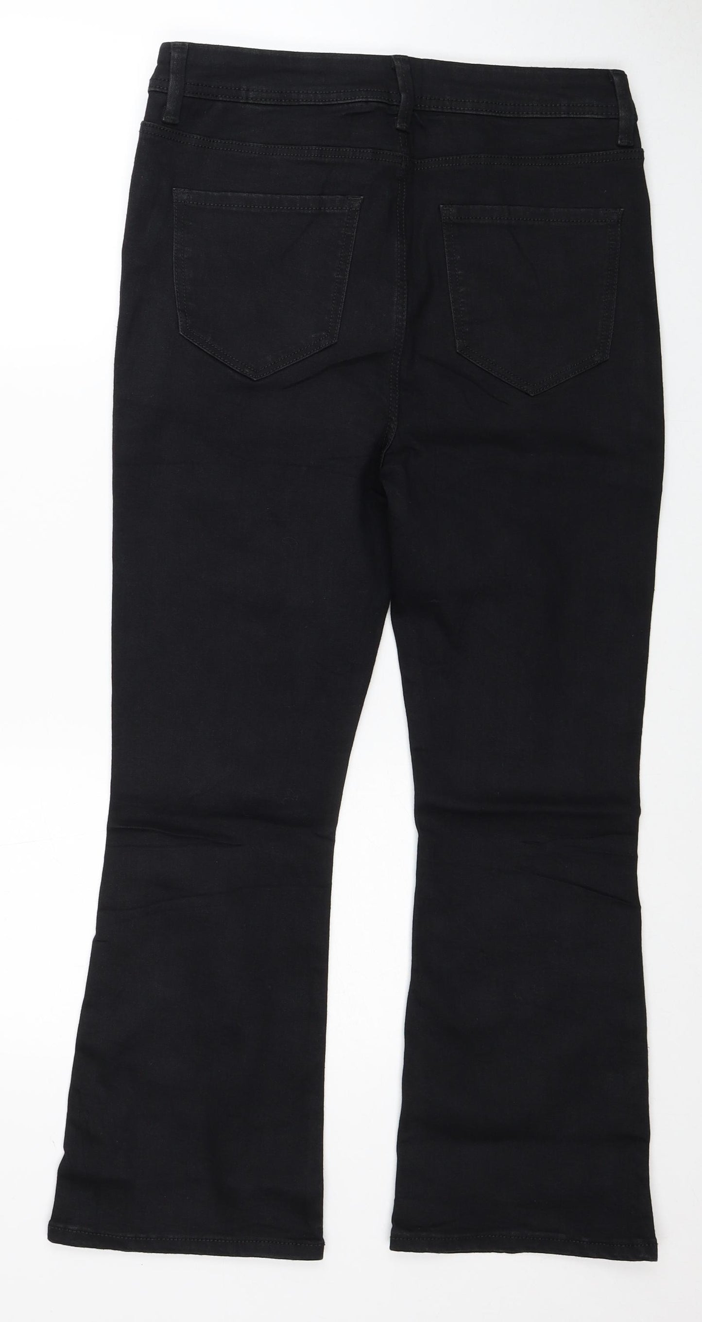 Marks and Spencer Womens Black Cotton Cropped Jeans Size 12 Regular Zip
