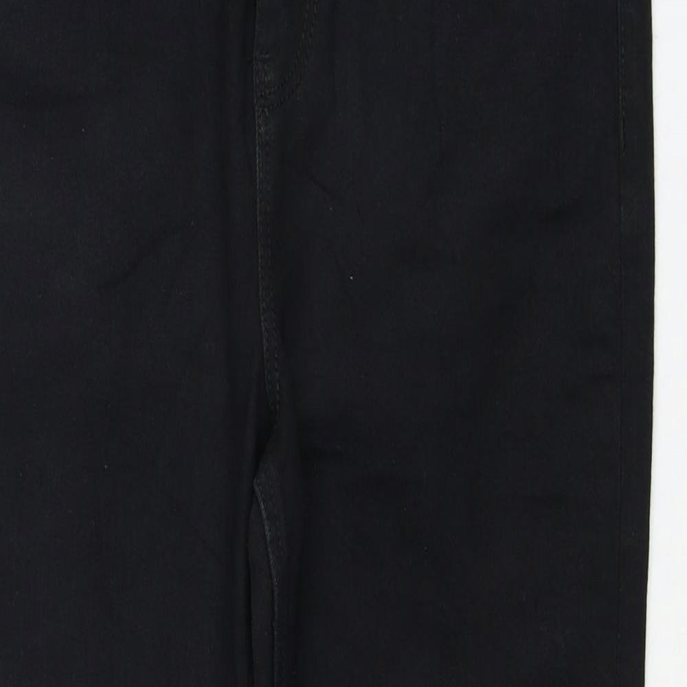 Marks and Spencer Womens Black Cotton Cropped Jeans Size 12 Regular Zip