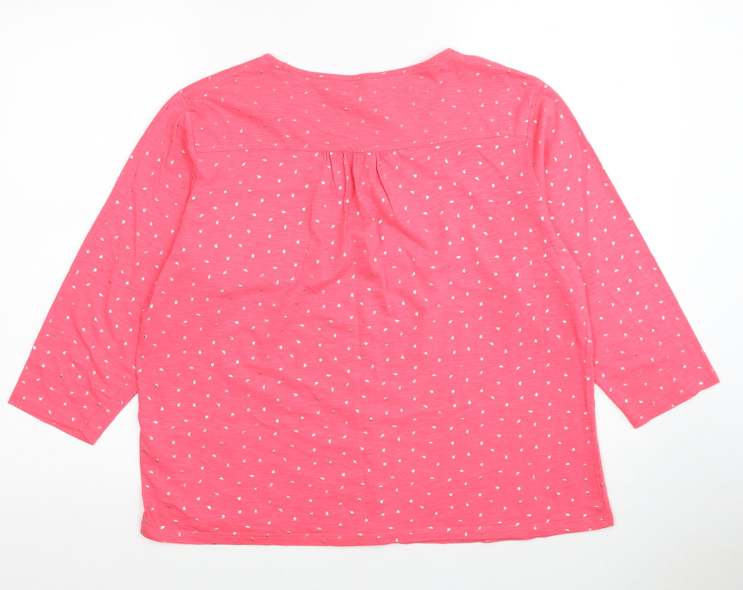 John Lewis Womens Pink Geometric Cotton Basic T-Shirt Size 14 Round Neck
