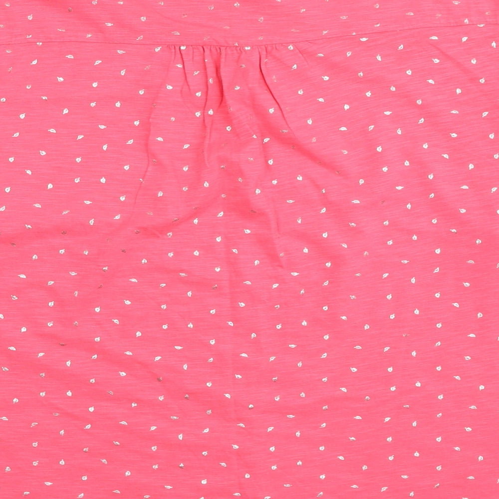 John Lewis Womens Pink Geometric Cotton Basic T-Shirt Size 14 Round Neck