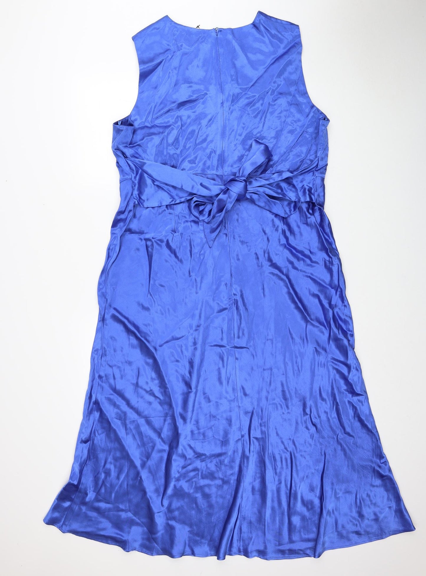 Marks and Spencer Womens Blue Polyester Maxi Size 22 Round Neck Zip