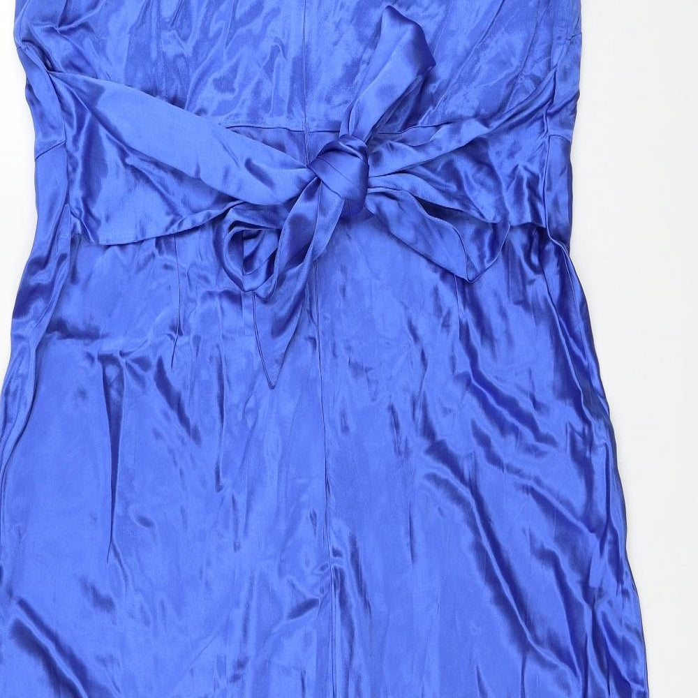 Marks and Spencer Womens Blue Polyester Maxi Size 22 Round Neck Zip