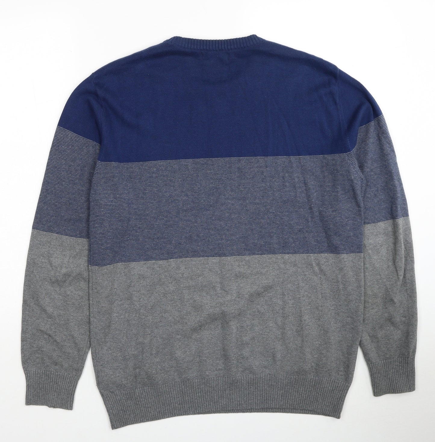 Mettle Mens Multicoloured Round Neck Acrylic Pullover Jumper Size L - Colourblock