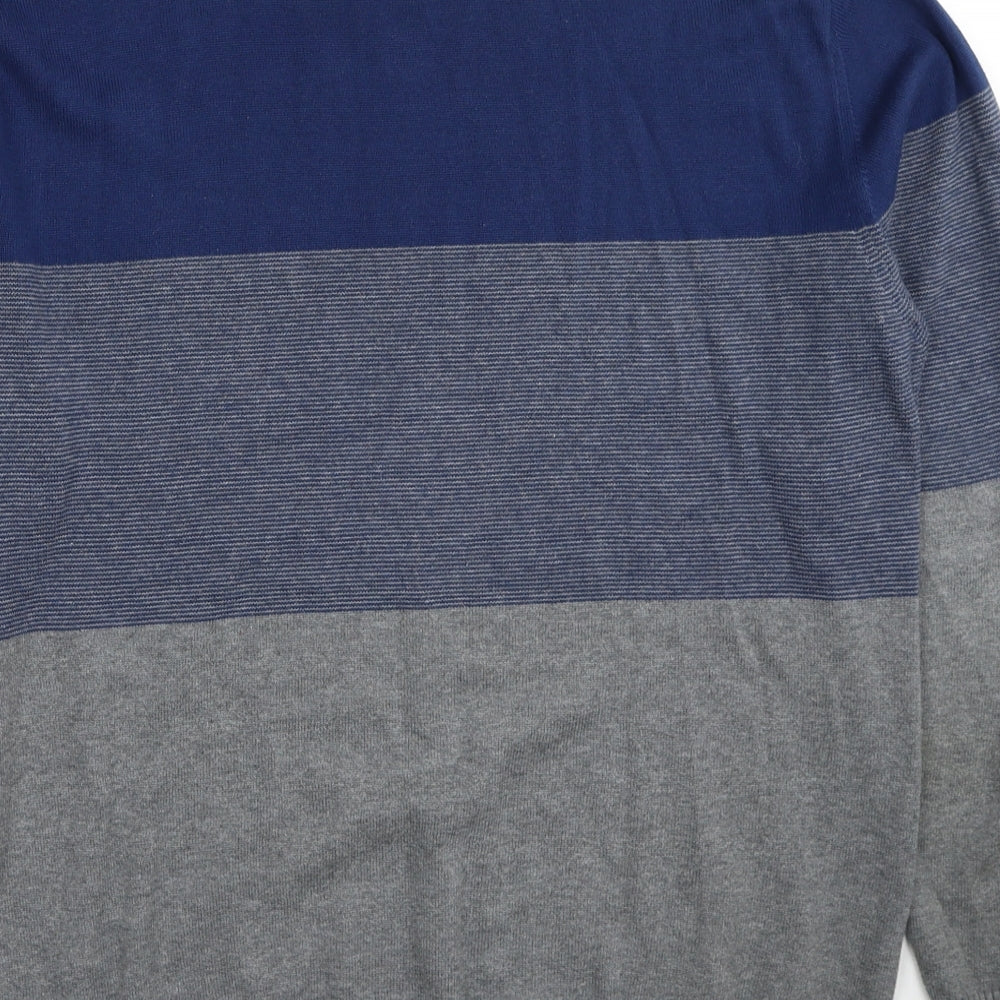 Mettle Mens Multicoloured Round Neck Acrylic Pullover Jumper Size L - Colourblock