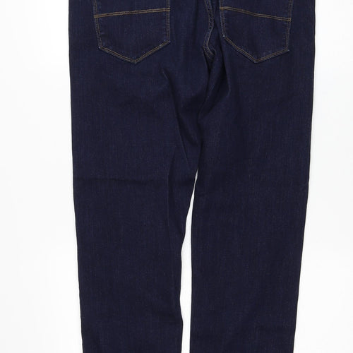 Marks and Spencer Mens Blue Cotton Straight Jeans Size 36 in L29 in Regular Zip
