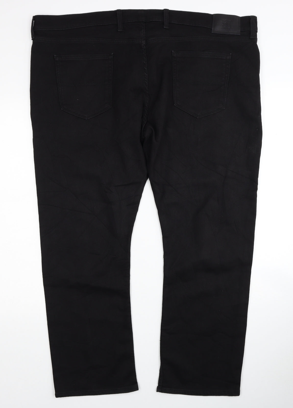 Marks and Spencer Mens Black Cotton Straight Jeans Size 48 in L29 in Regular Zip
