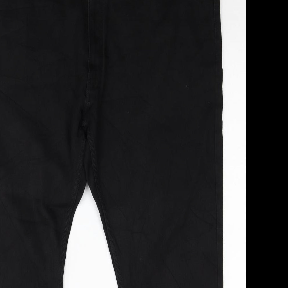 Marks and Spencer Mens Black Cotton Straight Jeans Size 48 in L29 in Regular Zip