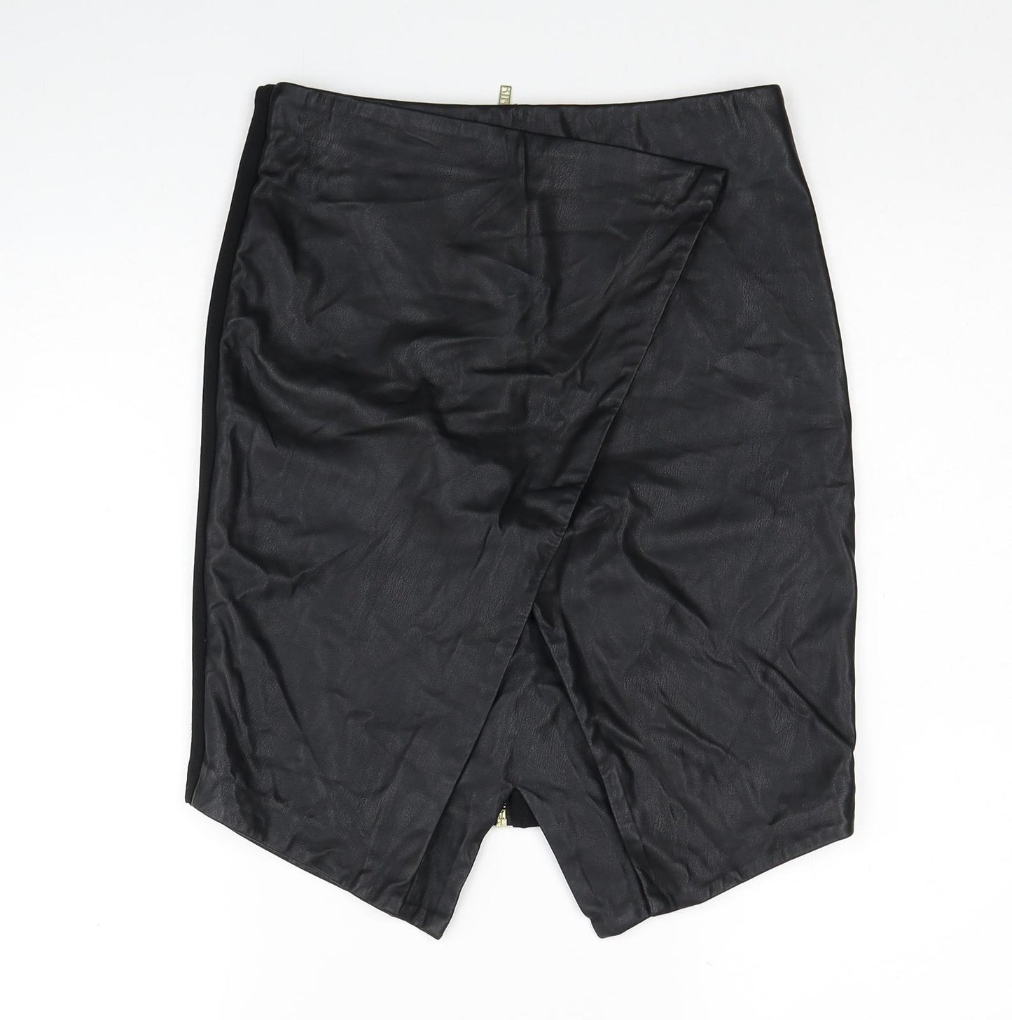 BiBA Womens Black Polyester A-Line Skirt Size 8 Zip