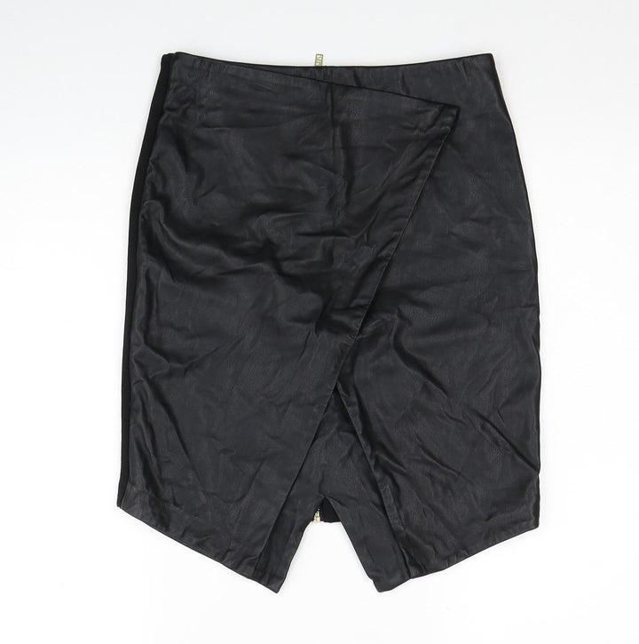 BiBA Womens Black Polyester A-Line Skirt Size 8 Zip