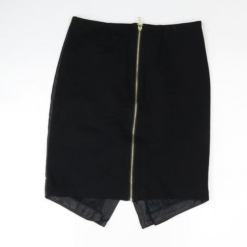BiBA Womens Black Polyester A-Line Skirt Size 8 Zip
