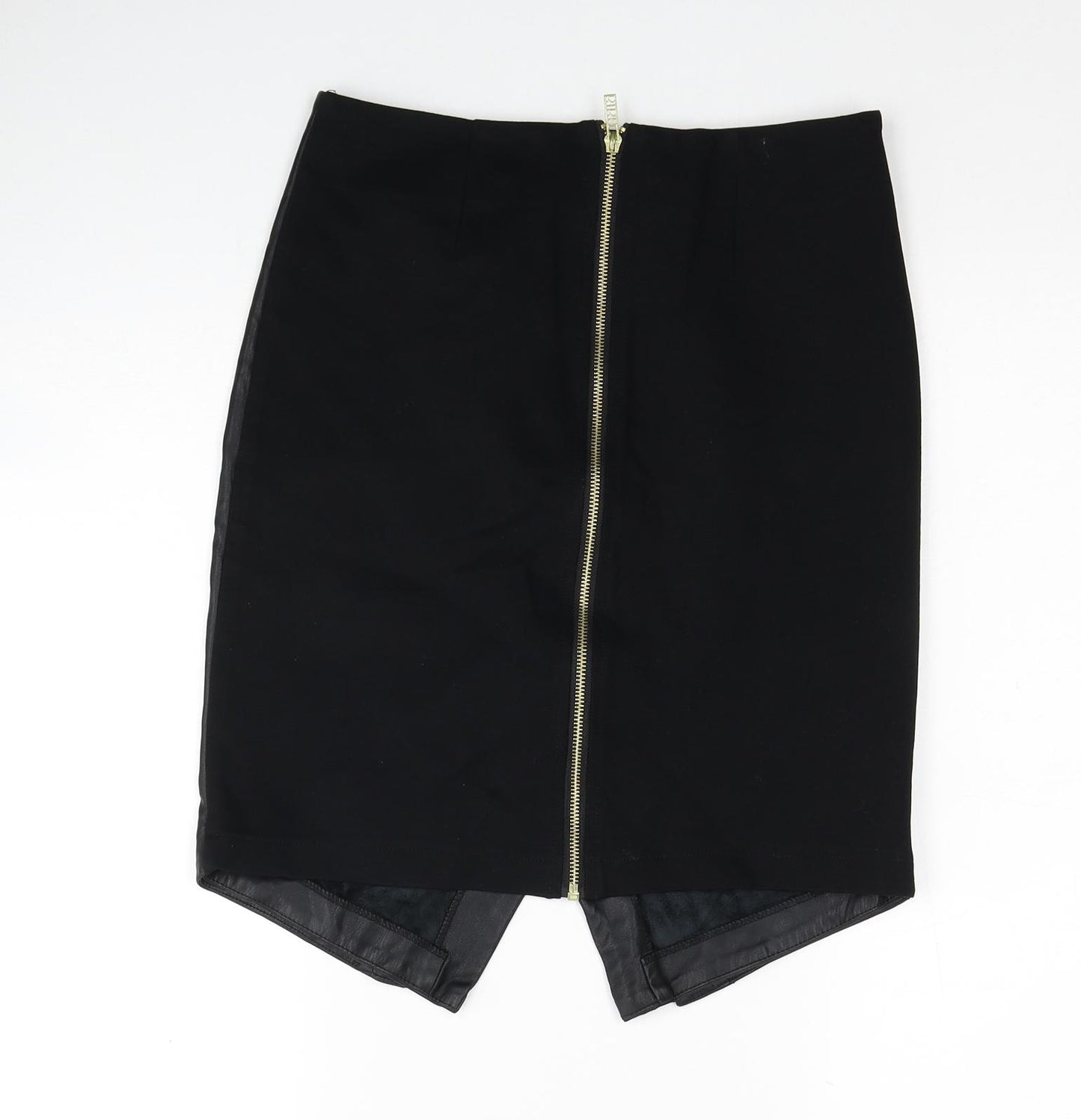 BiBA Womens Black Polyester A-Line Skirt Size 8 Zip