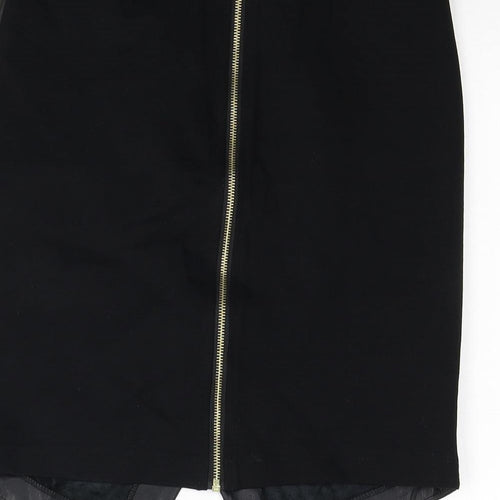 BiBA Womens Black Polyester A-Line Skirt Size 8 Zip