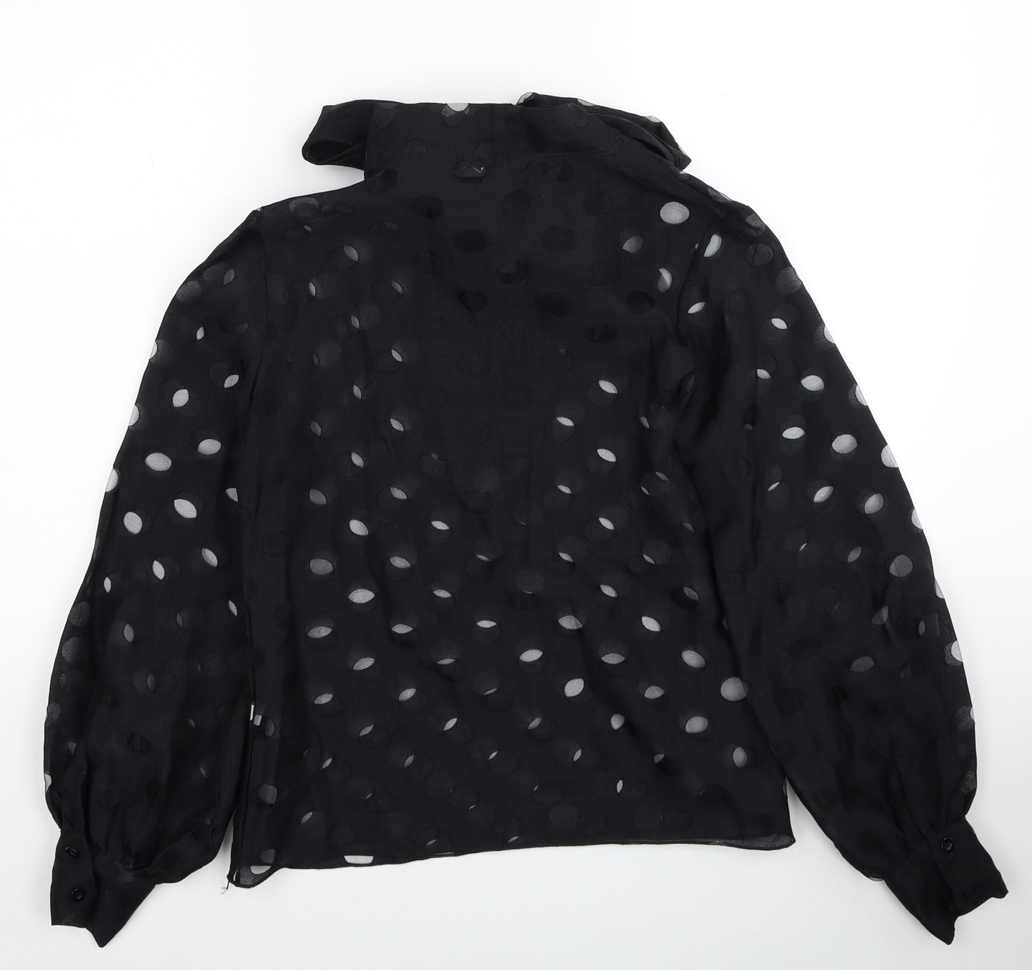 CBR Womens Black Geometric Polyester Basic Blouse Size S V-Neck