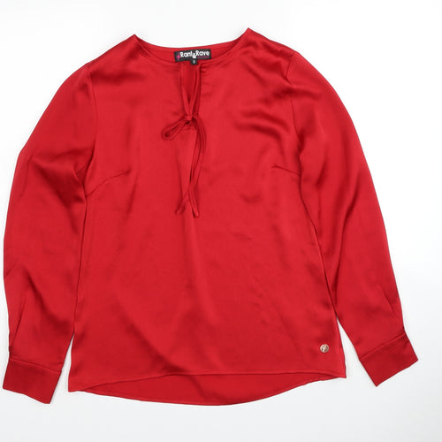 Rant&Rave Womens Red Polyester Basic Blouse Size 8 Round Neck