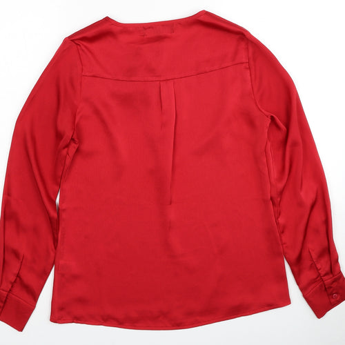Rant&Rave Womens Red Polyester Basic Blouse Size 8 Round Neck