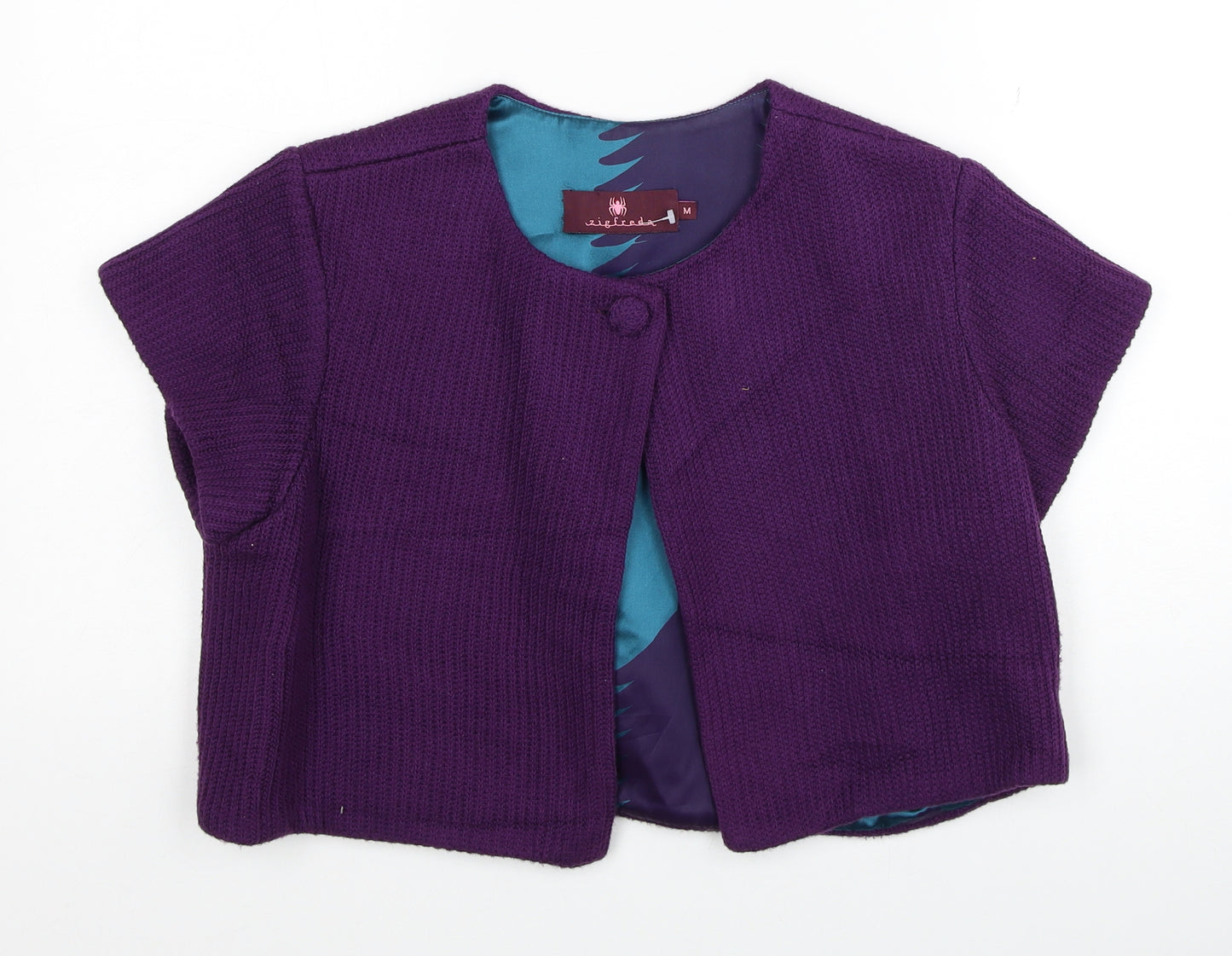 Zigfreda Womens Purple Scoop Neck Cotton Shrug Jumper Size M