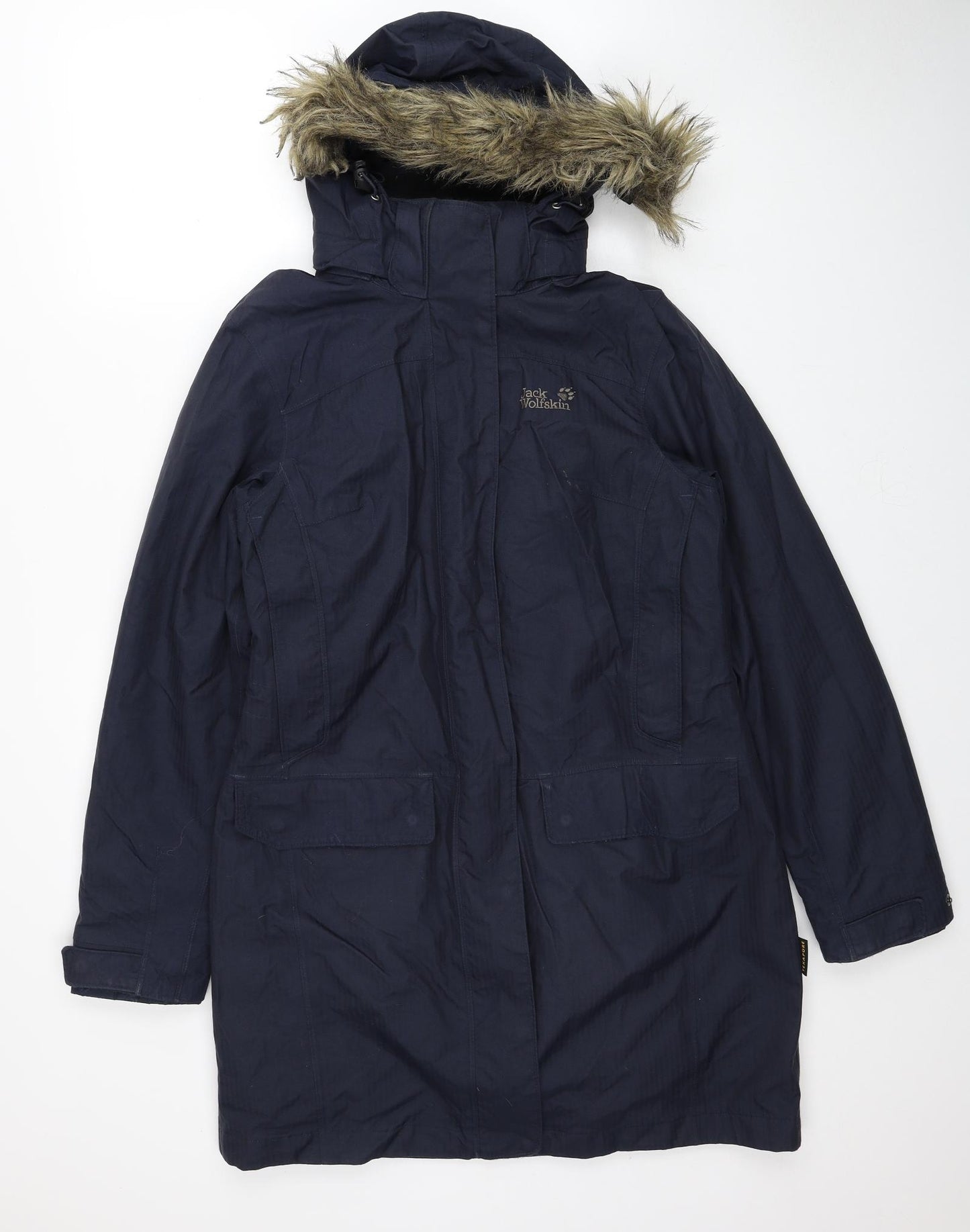Jack Wolfskin Womens Blue Parka Coat Size 12 Zip