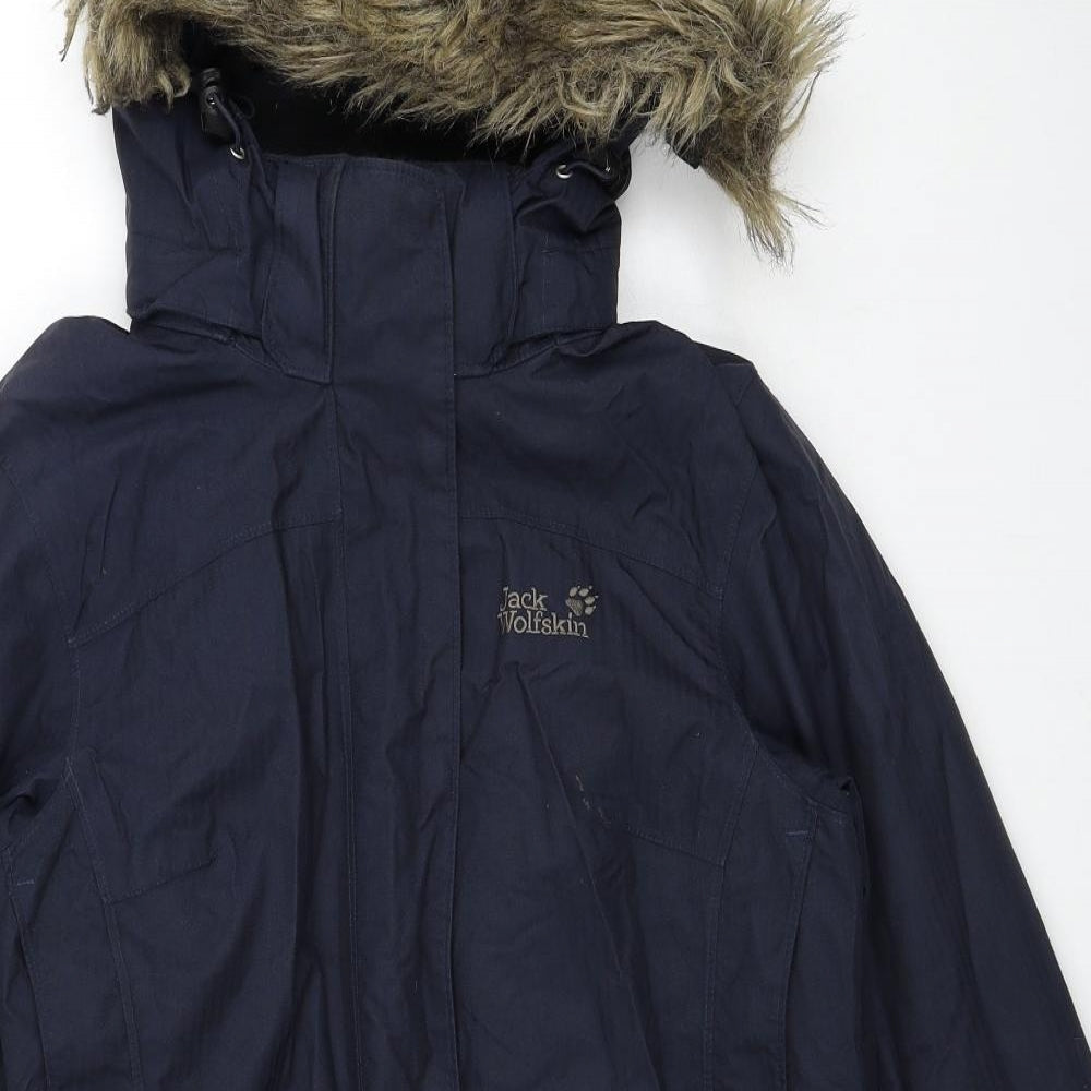 Jack Wolfskin Womens Blue Parka Coat Size 12 Zip