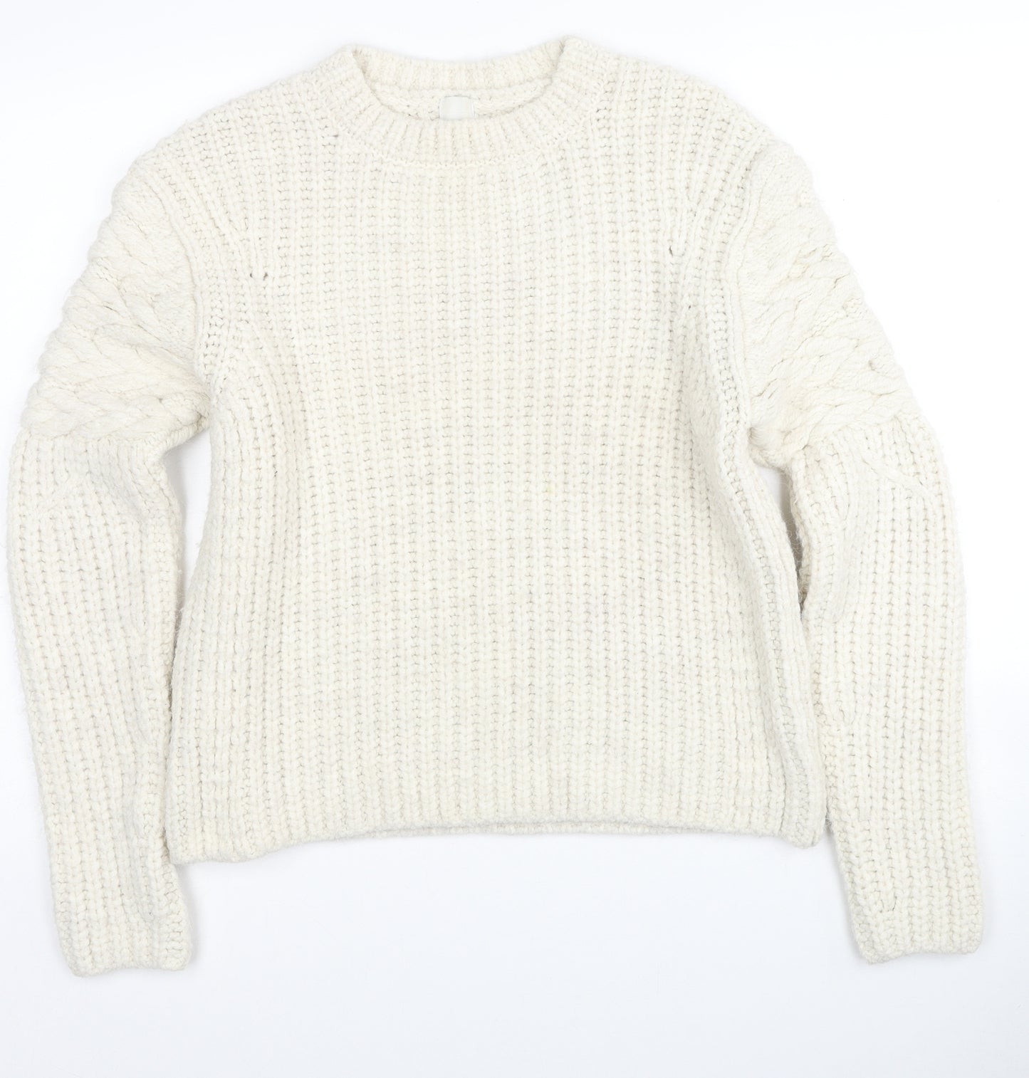 River Island Womens White Round Neck Acrylic Pullover Jumper Size S