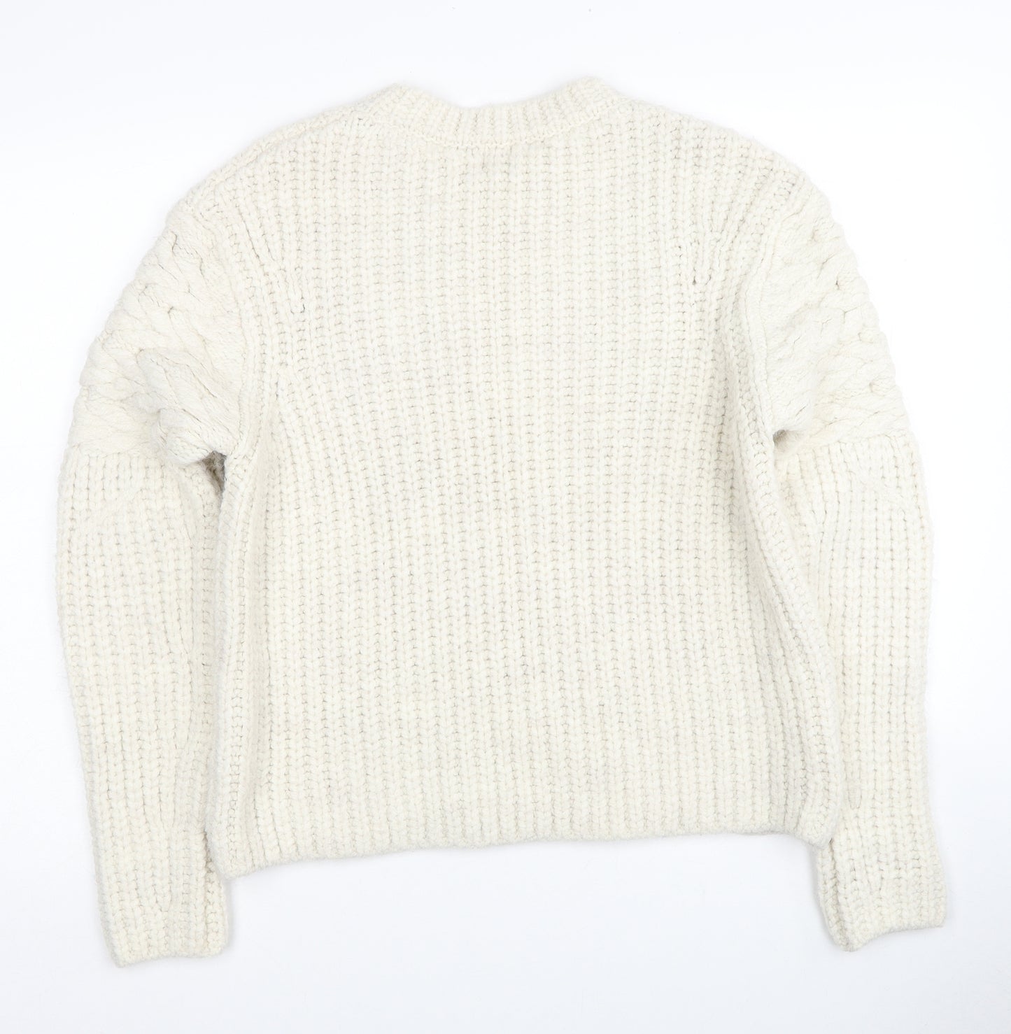 River Island Womens White Round Neck Acrylic Pullover Jumper Size S