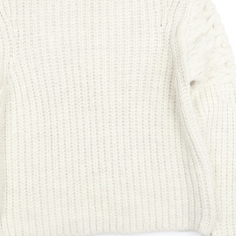 River Island Womens White Round Neck Acrylic Pullover Jumper Size S
