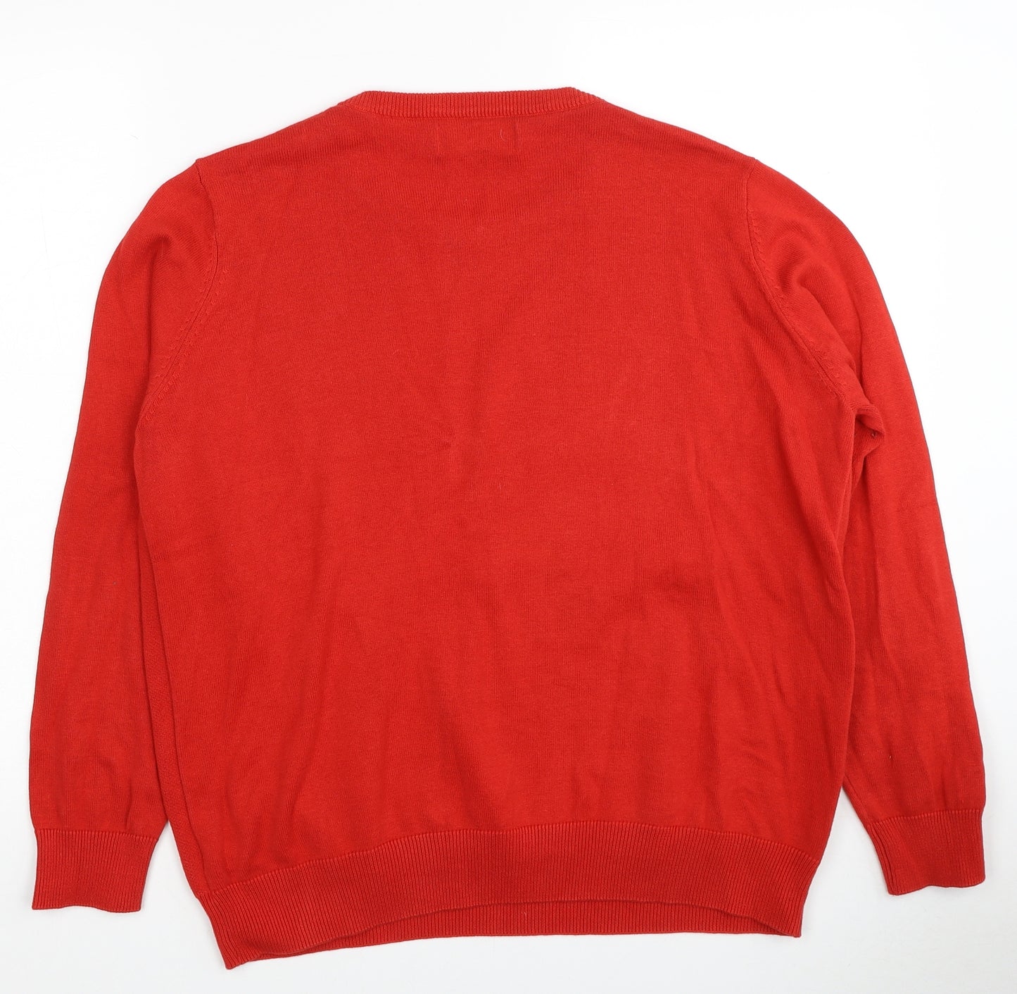 NEXT Womens Red Round Neck Cotton Pullover Jumper Size 16 - Santa Define Good