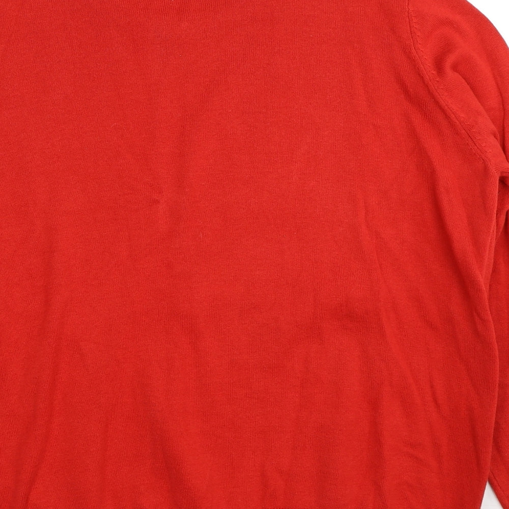NEXT Womens Red Round Neck Cotton Pullover Jumper Size 16 - Santa Define Good