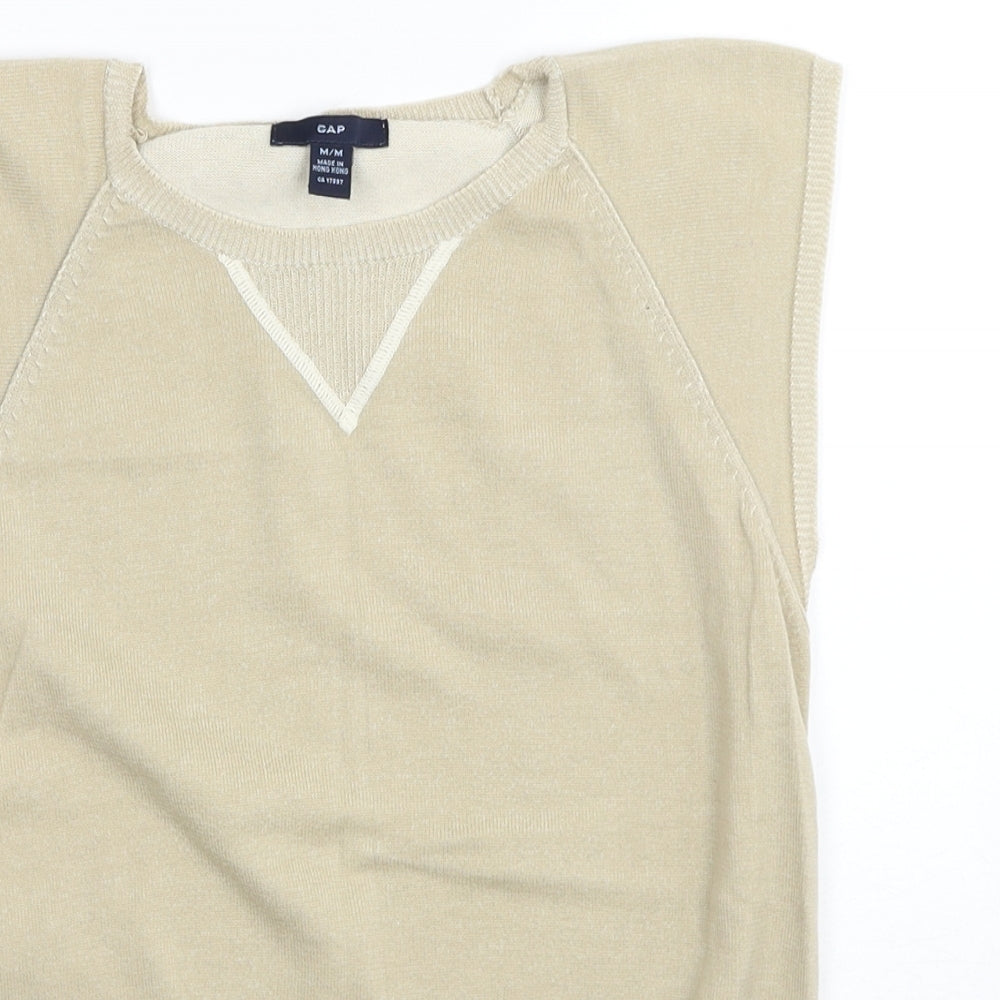 Gap Womens Beige Round Neck Cotton Pullover Jumper Size M
