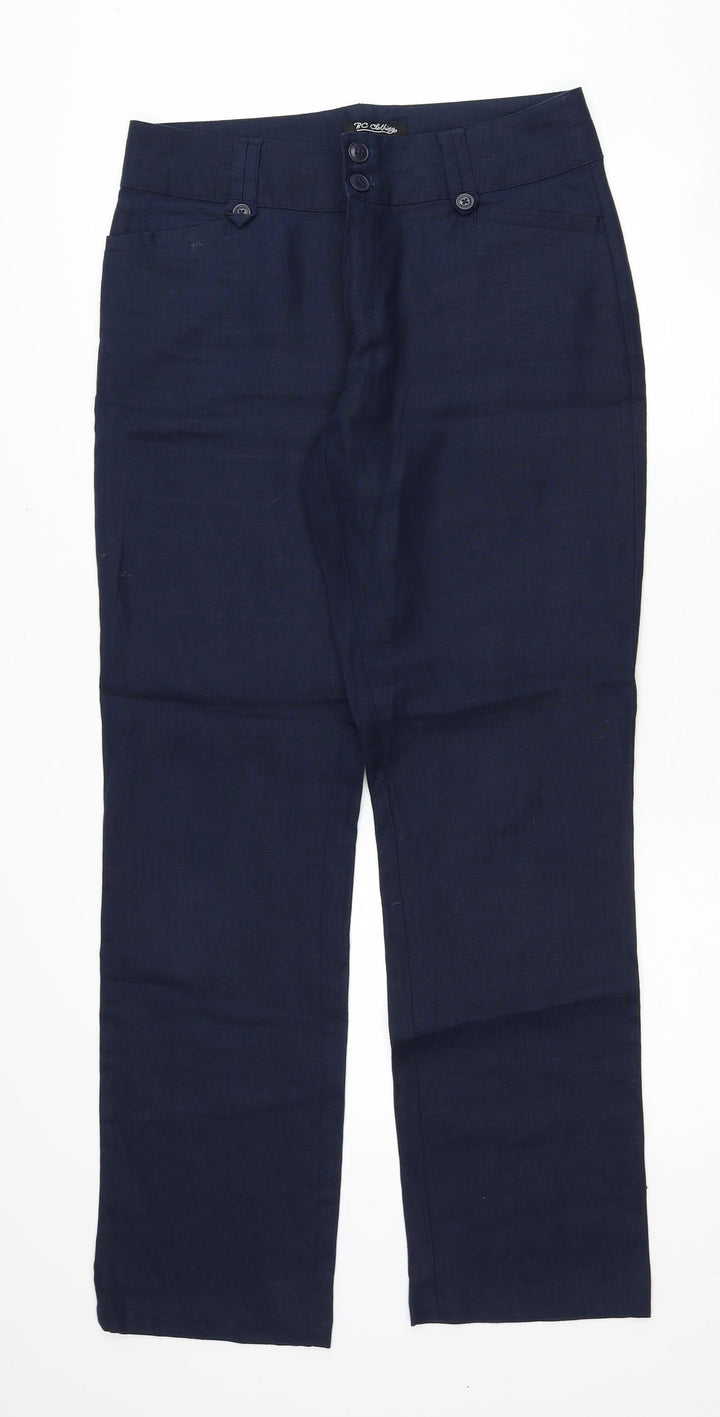 BC Clothing Womens Blue Cotton Trousers Size 8 Regular Zip