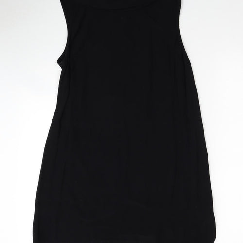 Star Womens Black Lyocell A-Line Size 14 Boat Neck Button