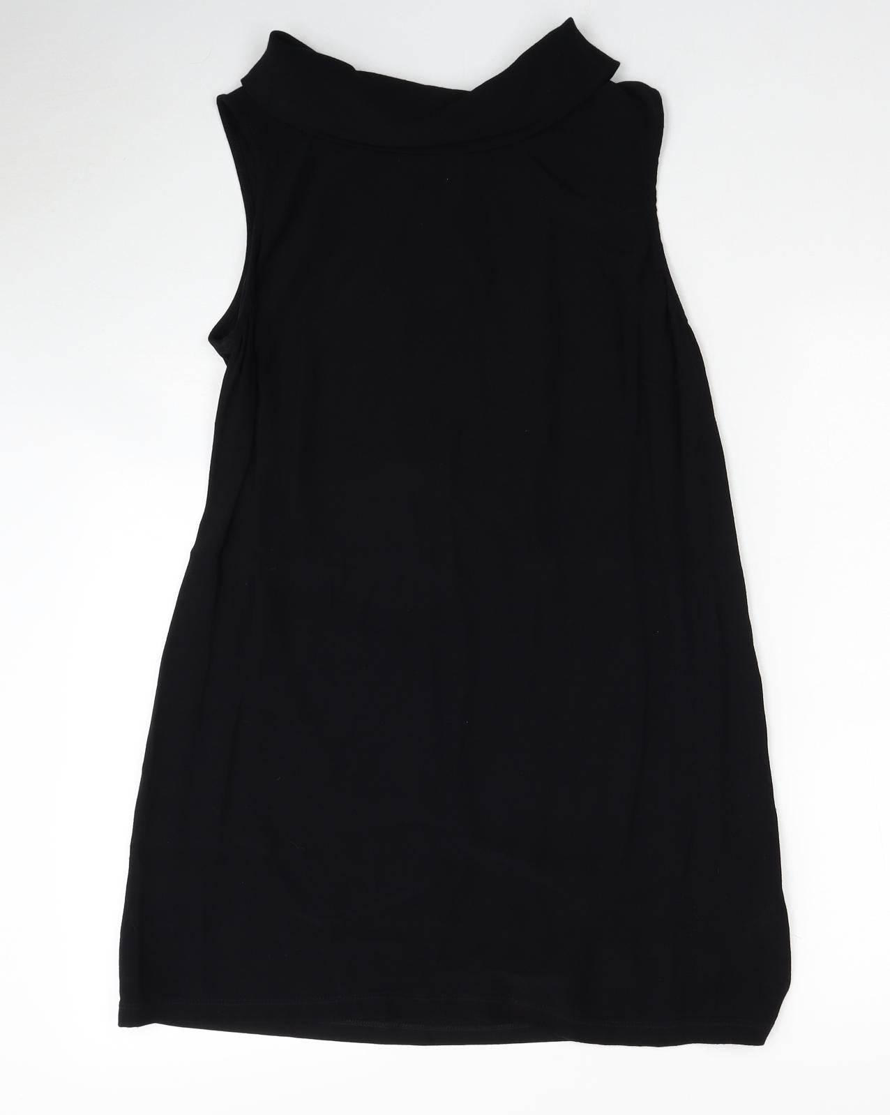 Star Womens Black Lyocell A-Line Size 14 Boat Neck Button