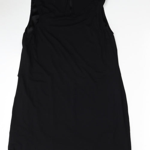 Star Womens Black Lyocell A-Line Size 14 Boat Neck Button