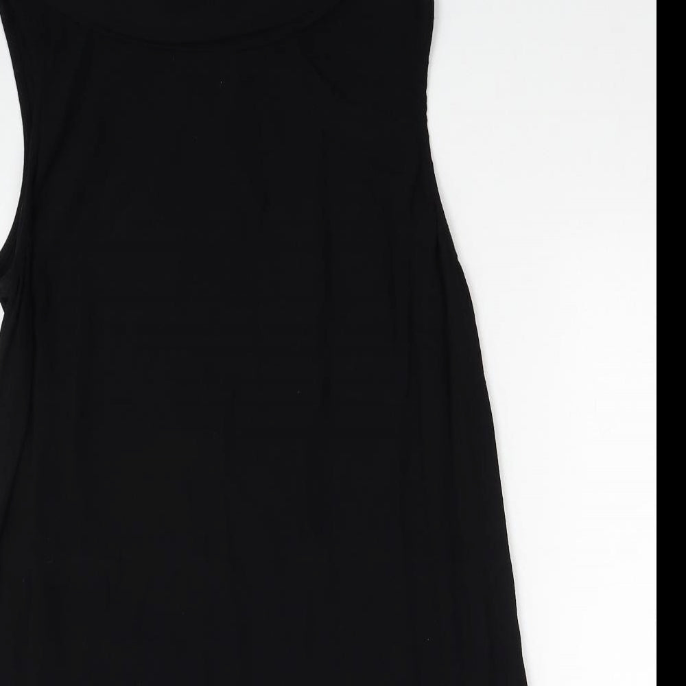 Star Womens Black Lyocell A-Line Size 14 Boat Neck Button