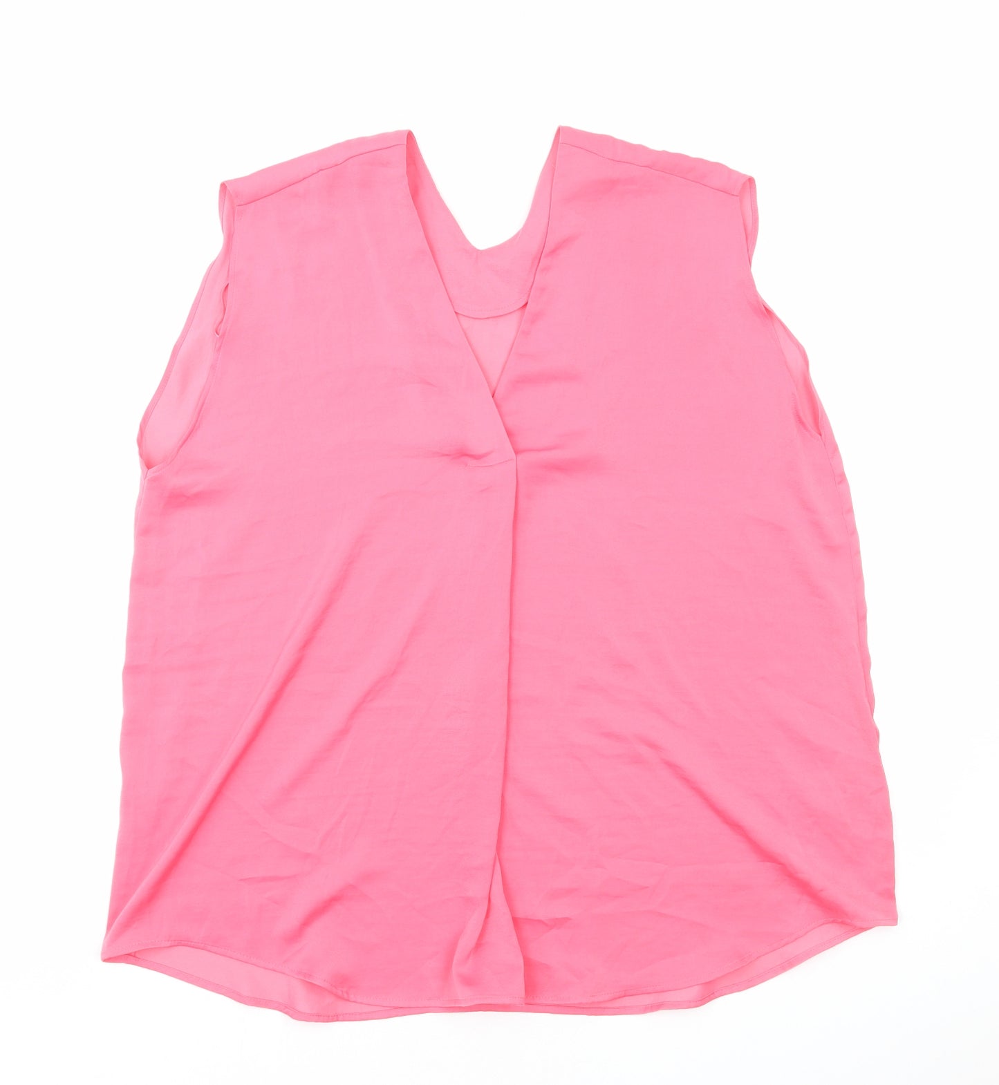 Marks and Spencer Womens Pink Polyester Basic Tank Size 16 V-Neck
