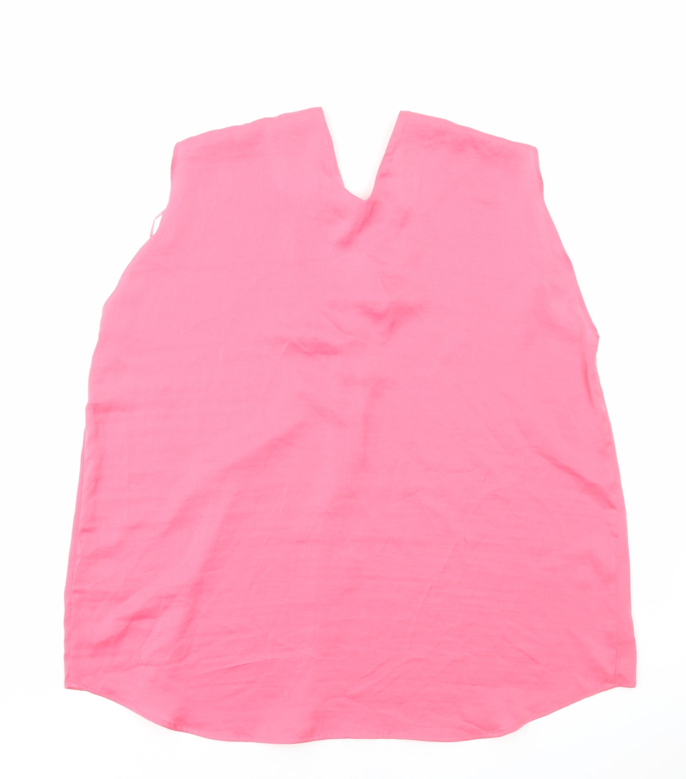 Marks and Spencer Womens Pink Polyester Basic Tank Size 16 V-Neck