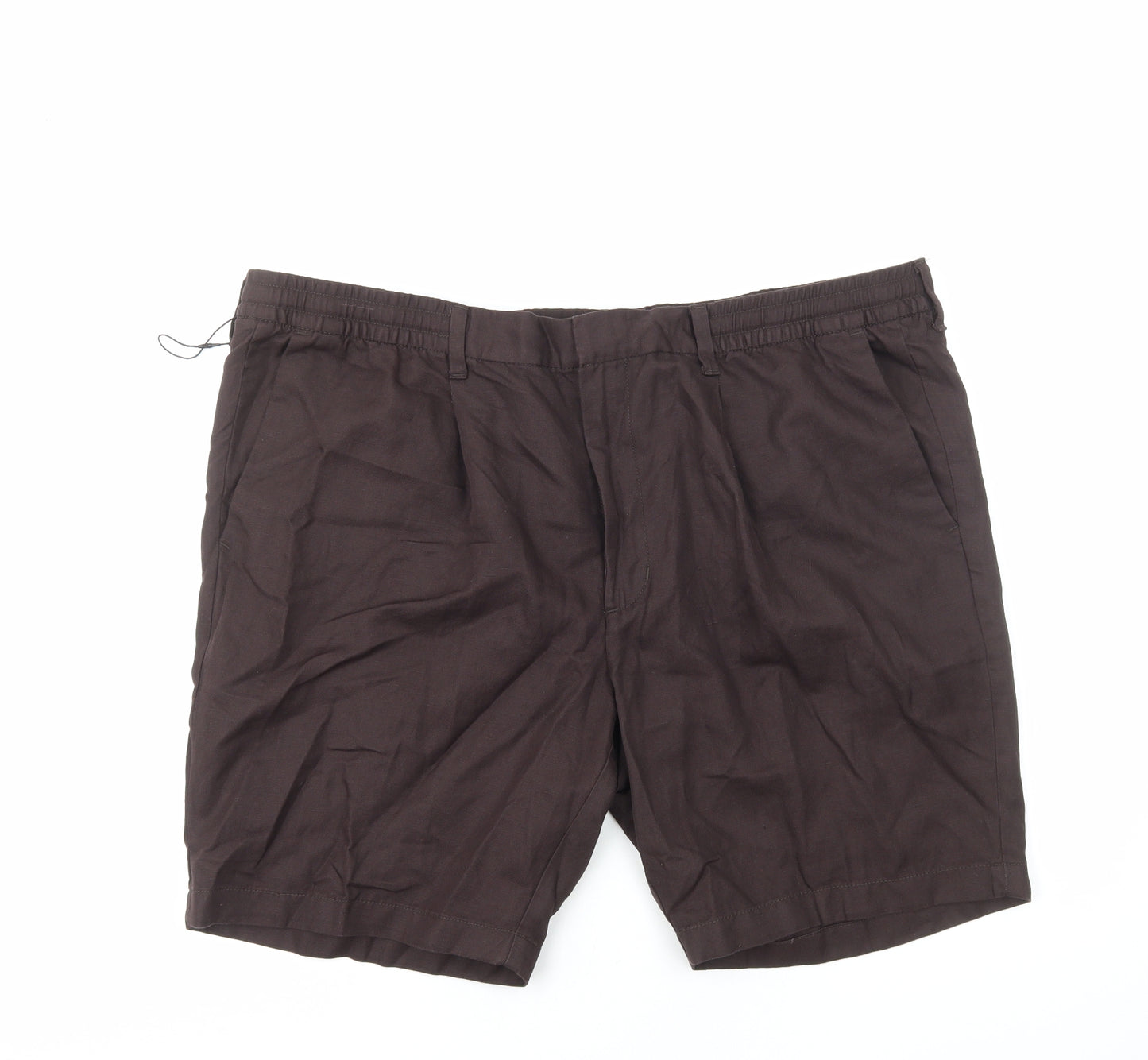 Autograph Mens Brown Cotton Chino Shorts Size XL Regular Zip