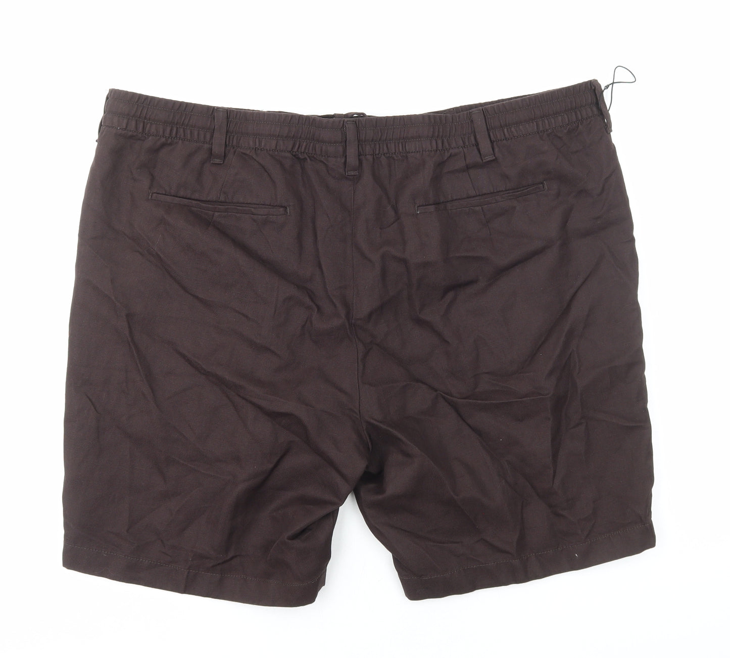 Autograph Mens Brown Cotton Chino Shorts Size XL Regular Zip