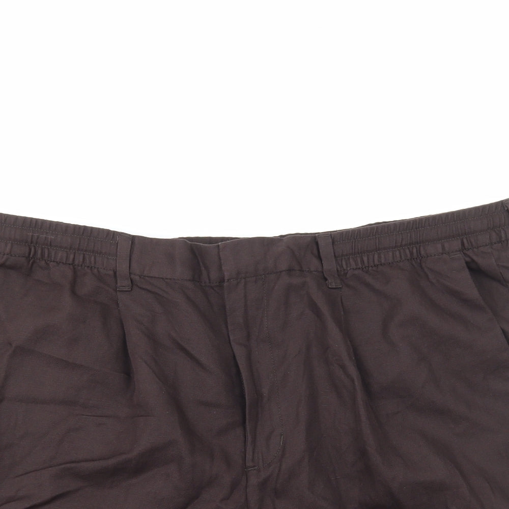 Autograph Mens Brown Cotton Chino Shorts Size XL Regular Zip