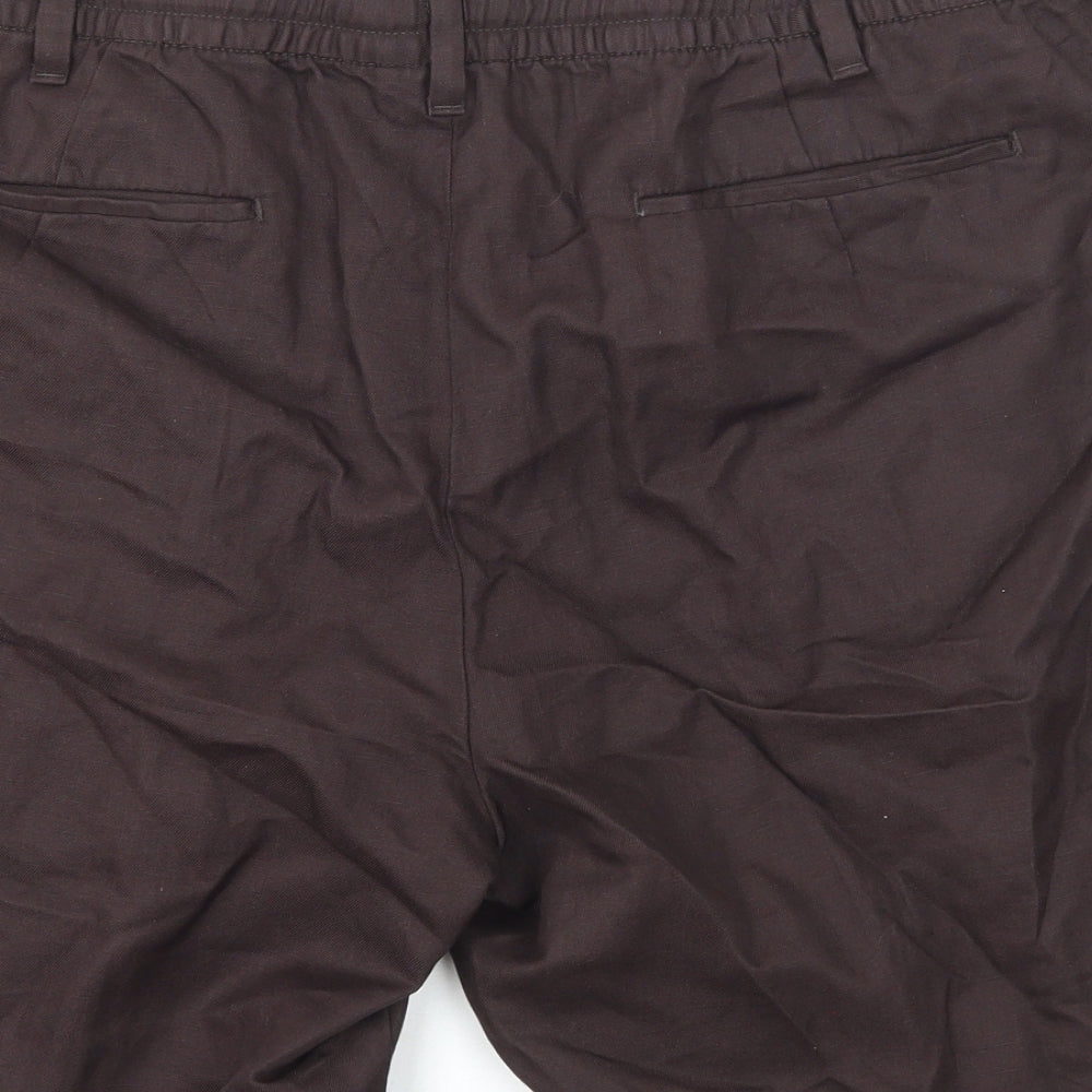 Autograph Mens Brown Cotton Chino Shorts Size XL Regular Zip