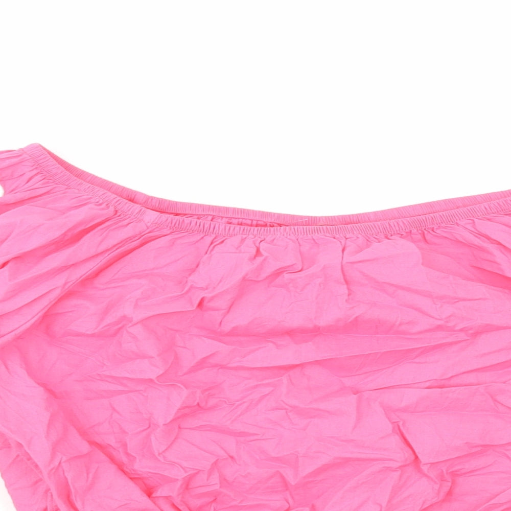 Marks and Spencer Womens Pink Cotton Cropped Blouse Size 20 Off the Shoulder - Bardot