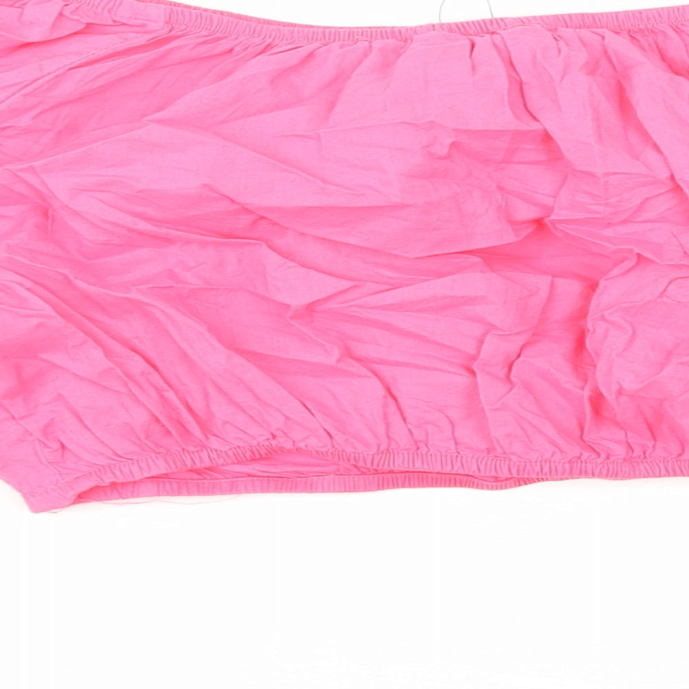 Marks and Spencer Womens Pink Cotton Cropped Blouse Size 20 Off the Shoulder - Bardot