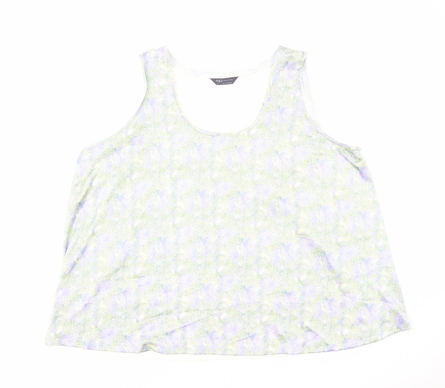 Marks and Spencer Womens Multicoloured Geometric Polyester Basic Tank Size 24 Scoop Neck