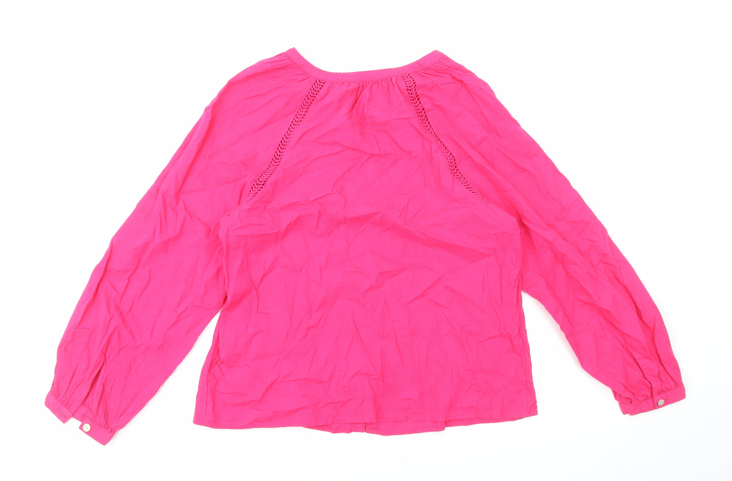 Marks and Spencer Womens Pink Linen Basic Button-Up Size 6 V-Neck