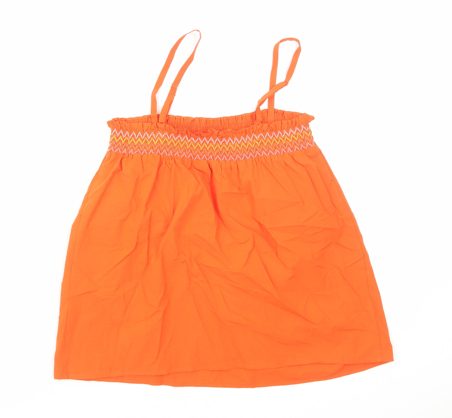 Marks and Spencer Womens Orange Cotton Camisole Blouse Size 8 Square Neck