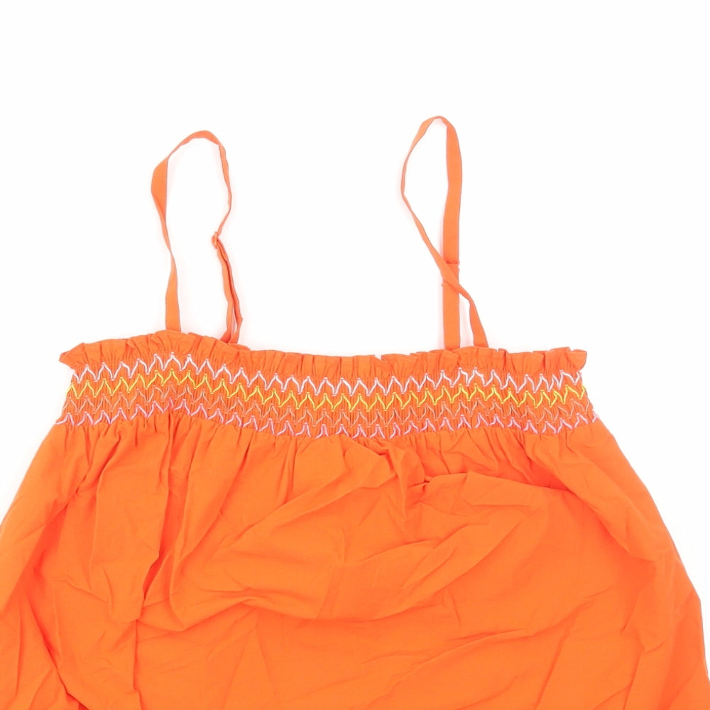 Marks and Spencer Womens Orange Cotton Camisole Blouse Size 8 Square Neck