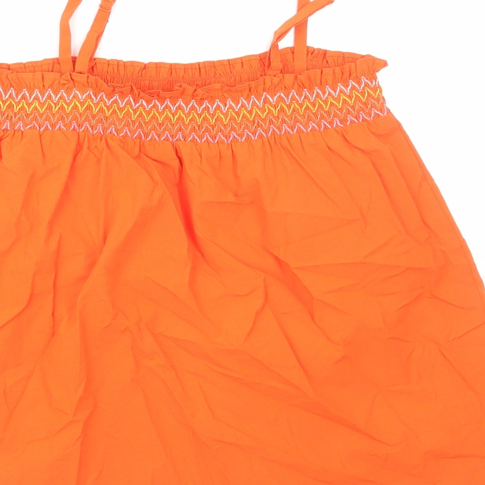 Marks and Spencer Womens Orange Cotton Camisole Blouse Size 8 Square Neck