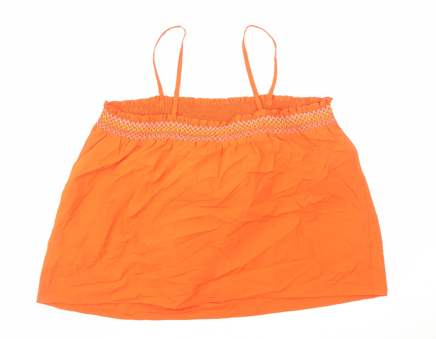 Marks and Spencer Womens Orange Cotton Camisole Blouse Size 22 Square Neck