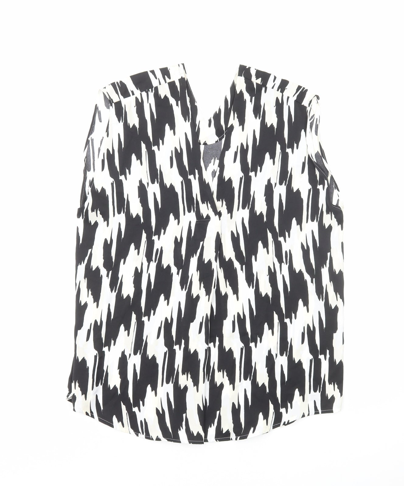 Marks and Spencer Womens Multicoloured Geometric Polyester Basic Blouse Size 12 V-Neck