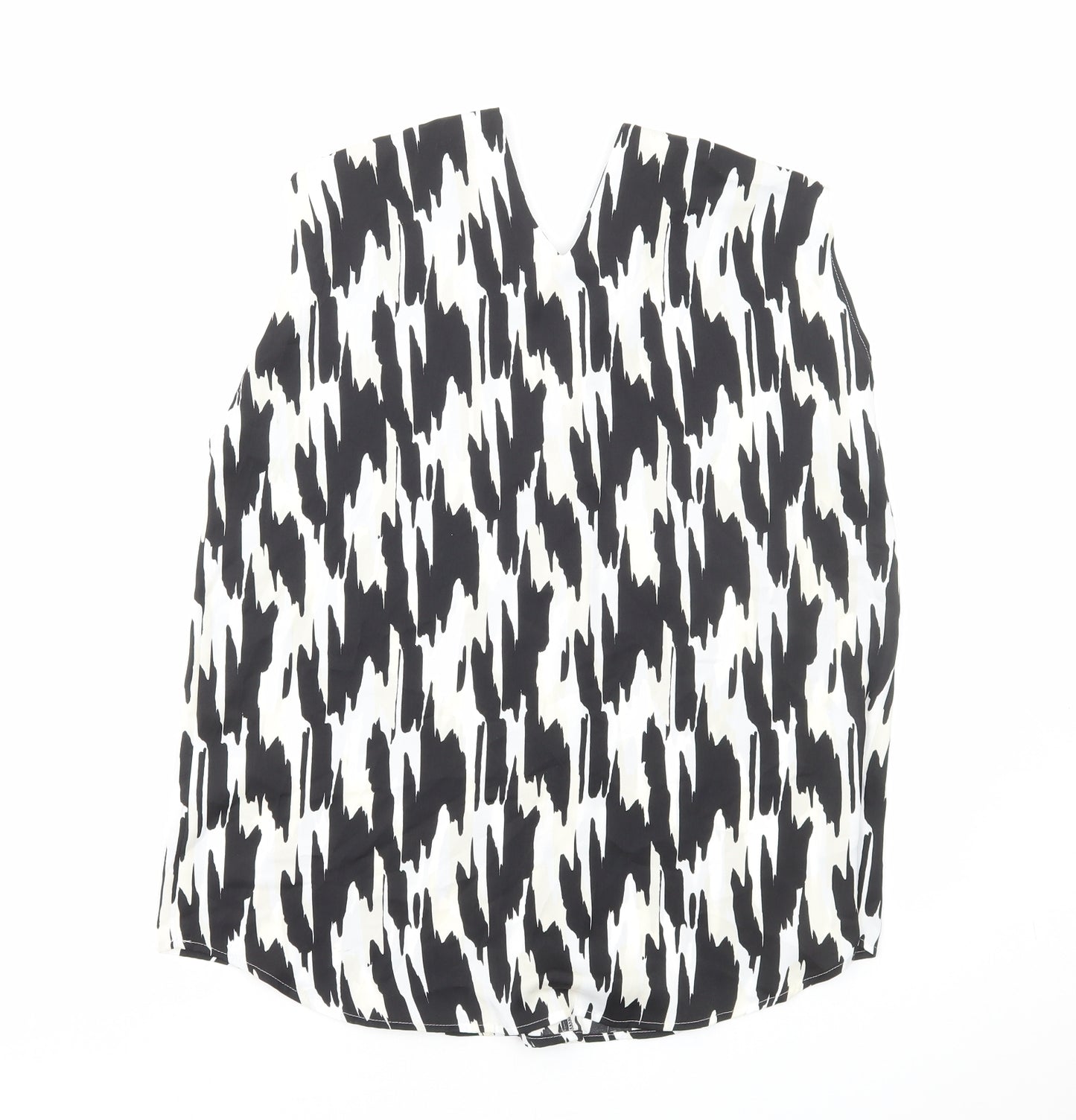 Marks and Spencer Womens Multicoloured Geometric Polyester Basic Blouse Size 12 V-Neck