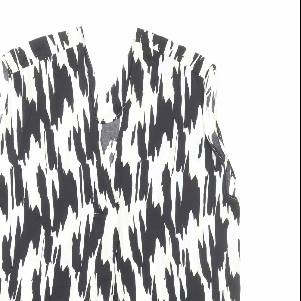 Marks and Spencer Womens Multicoloured Geometric Polyester Basic Blouse Size 12 V-Neck